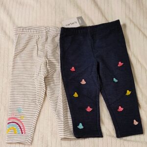 Carter's Gray and Blue Leggings Set with Playful Patterns